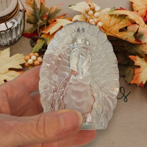 Vintage Clear Lead Crystal Large Thanksgiving Turkey Salt and Pepper Shakers - Picture 4 of 8